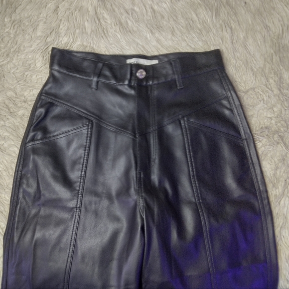 Zara Black Faux Leather 80's Corsy Pants Size 2 - Picture 9 of 16